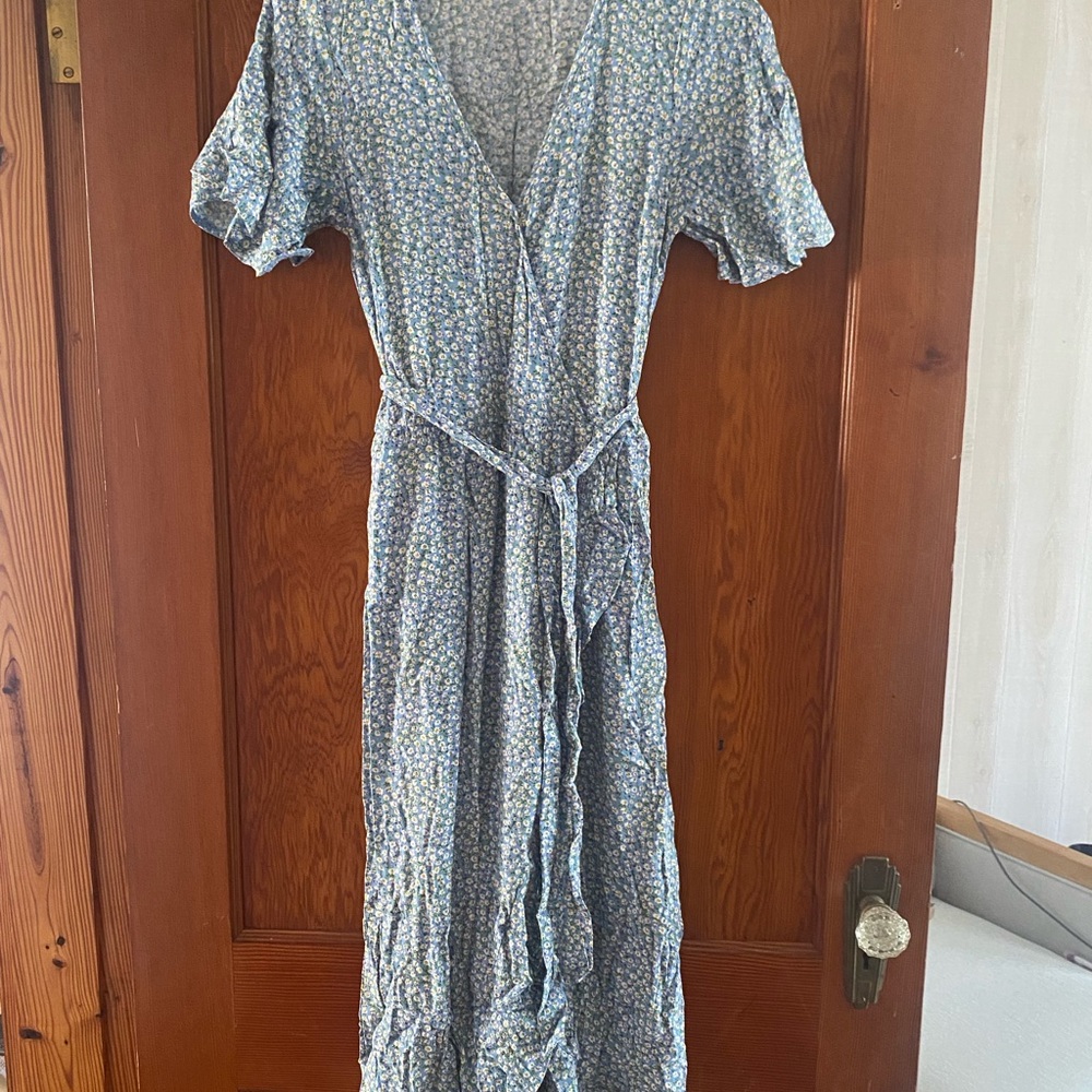 Floral Wrap Dress in Blue- Petal & Pup